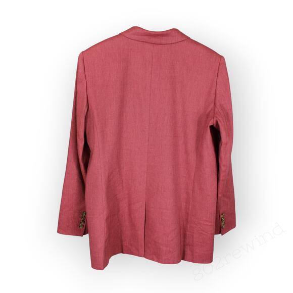 Sz12 AnnTaylor Longline Blazer LinenBlend Rose Burgundy Relaxed - Picture 9 of 11